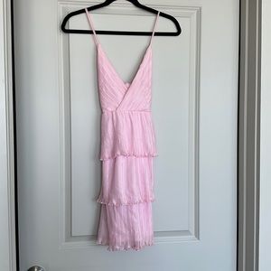 Pink mini cocktail ruffled dress